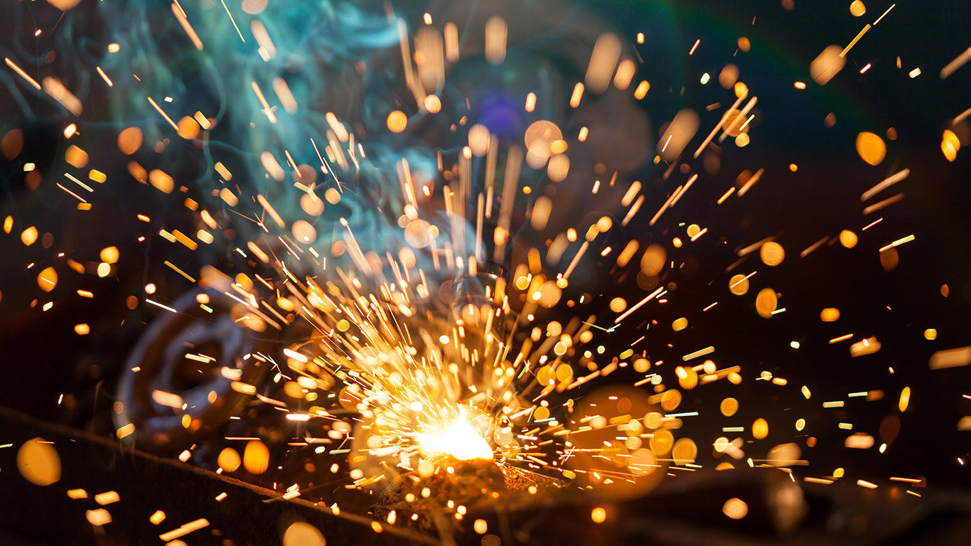 close up of welding sparks icon